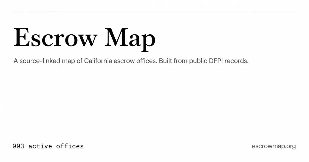 EscrowMap public regulator record interface reference